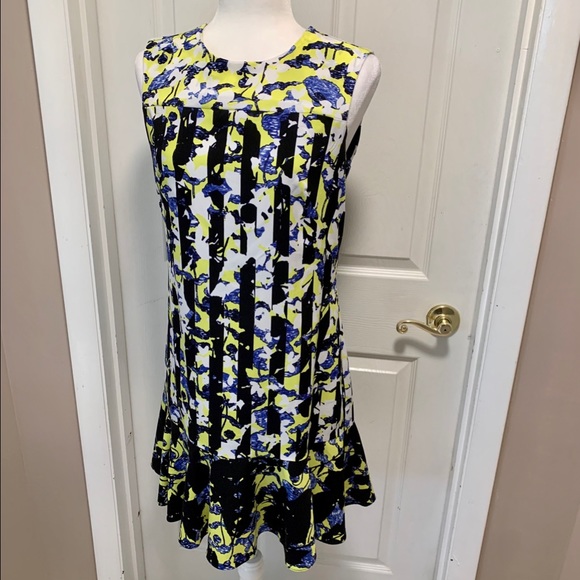 Peter Pilotto Striped Floral Sheath Dress W/Ruffle - Picture 2 of 11